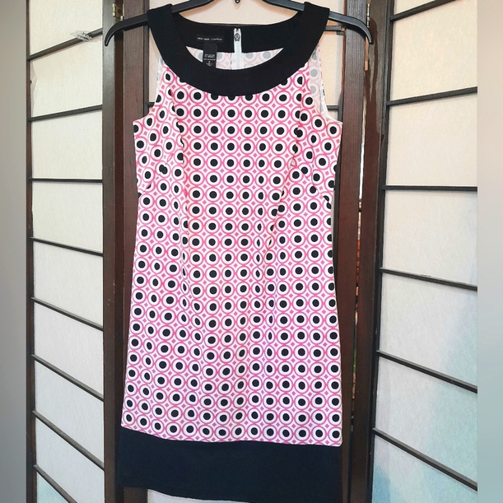 New York & Co. Eclectic Pink Polkadot Sleeveless Shift Dress 2